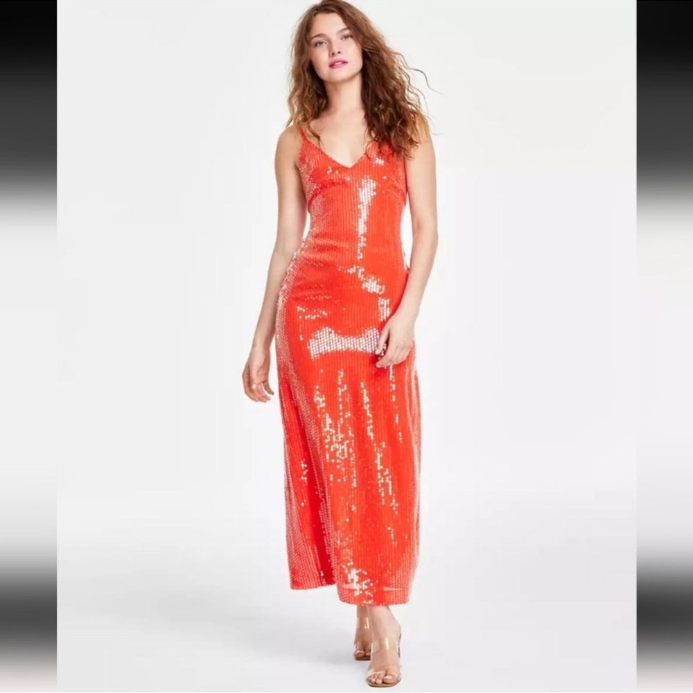 NWT 1. State Summer Fig Sequin Maxi Dress Size 8 Summer Cocktail Chic Glam